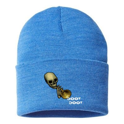 Mr Sketal Spooktober Mcdoot Doot Funny Humor Meme Funny Gift Sustainable Knit Beanie