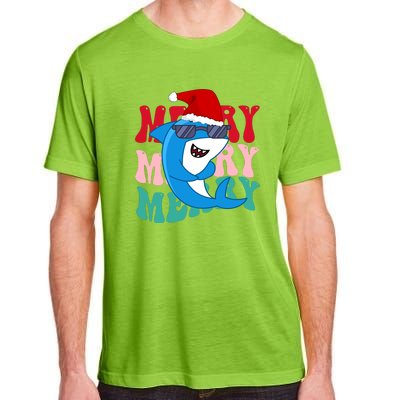 Merry Sharkmas Shark Santa Funny Christmas Adult ChromaSoft Performance T-Shirt