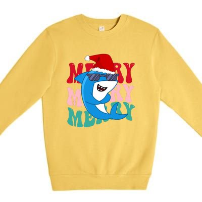 Merry Sharkmas Shark Santa Funny Christmas Premium Crewneck Sweatshirt