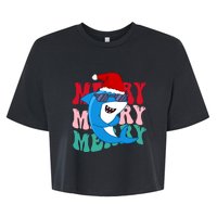 Merry Sharkmas Shark Santa Funny Christmas Bella+Canvas Jersey Crop Tee