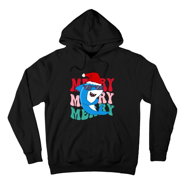 Merry Sharkmas Shark Santa Funny Christmas Hoodie