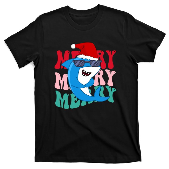 Merry Sharkmas Shark Santa Funny Christmas T-Shirt