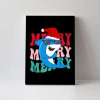 Merry Sharkmas Shark Santa Funny Christmas Canvas