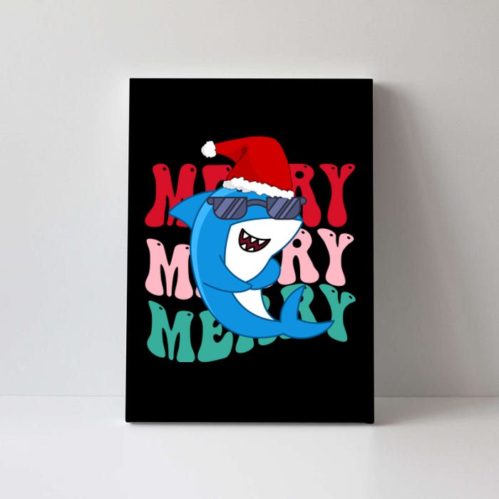 Merry Sharkmas Shark Santa Funny Christmas Canvas