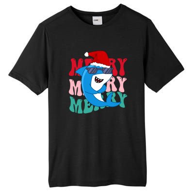 Merry Sharkmas Shark Santa Funny Christmas Tall Fusion ChromaSoft Performance T-Shirt