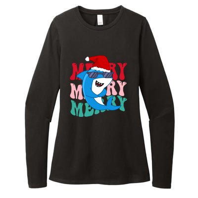 Merry Sharkmas Shark Santa Funny Christmas Womens CVC Long Sleeve Shirt