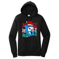 Merry Sharkmas Shark Santa Funny Christmas Women's Pullover Hoodie