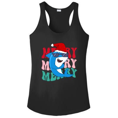 Merry Sharkmas Shark Santa Funny Christmas Ladies PosiCharge Competitor Racerback Tank