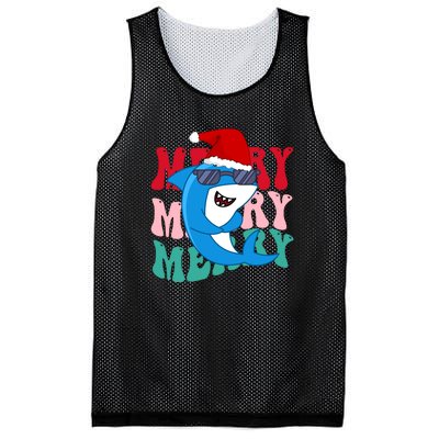 Merry Sharkmas Shark Santa Funny Christmas Mesh Reversible Basketball Jersey Tank