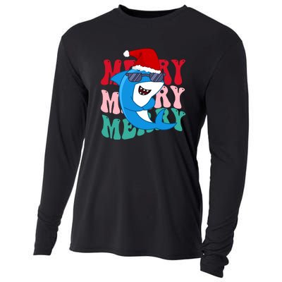 Merry Sharkmas Shark Santa Funny Christmas Cooling Performance Long Sleeve Crew