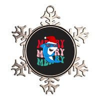 Merry Sharkmas Shark Santa Funny Christmas Metallic Star Ornament