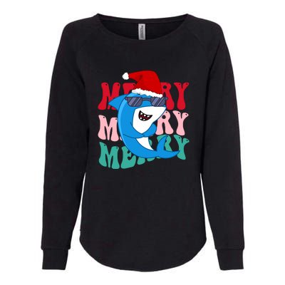 Merry Sharkmas Shark Santa Funny Christmas Womens California Wash Sweatshirt