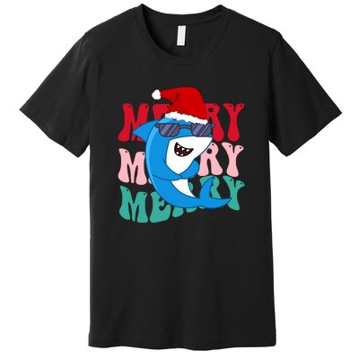 Merry Sharkmas Shark Santa Funny Christmas Premium T-Shirt