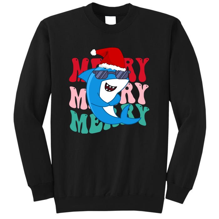 Merry Sharkmas Shark Santa Funny Christmas Tall Sweatshirt