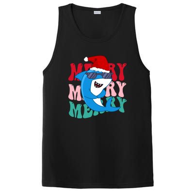 Merry Sharkmas Shark Santa Funny Christmas PosiCharge Competitor Tank