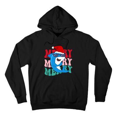 Merry Sharkmas Shark Santa Funny Christmas Tall Hoodie