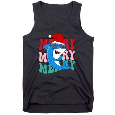 Merry Sharkmas Shark Santa Funny Christmas Tank Top