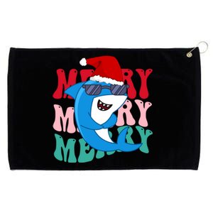 Merry Sharkmas Shark Santa Funny Christmas Grommeted Golf Towel