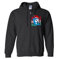 Merry Sharkmas Shark Santa Funny Christmas Full Zip Hoodie