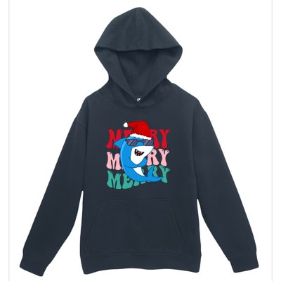 Merry Sharkmas Shark Santa Funny Christmas Urban Pullover Hoodie