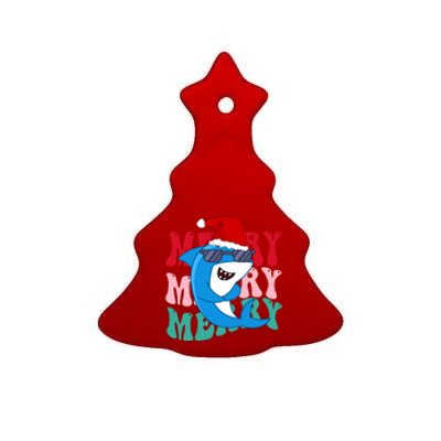 Merry Sharkmas Shark Santa Funny Christmas Ceramic Tree Ornament