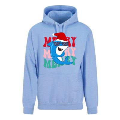 Merry Sharkmas Shark Santa Funny Christmas Unisex Surf Hoodie