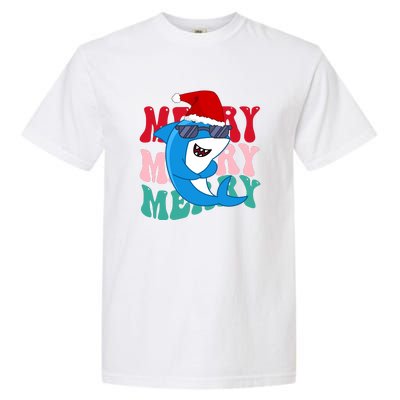 Merry Sharkmas Shark Santa Funny Christmas Garment-Dyed Heavyweight T-Shirt