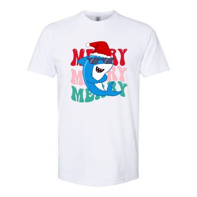 Merry Sharkmas Shark Santa Funny Christmas Softstyle CVC T-Shirt