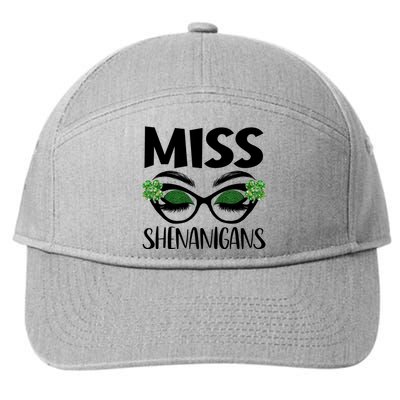 Miss Shenanigans Shamrock Glasses Eyelash Patrick's Day Gift 7-Panel Snapback Hat