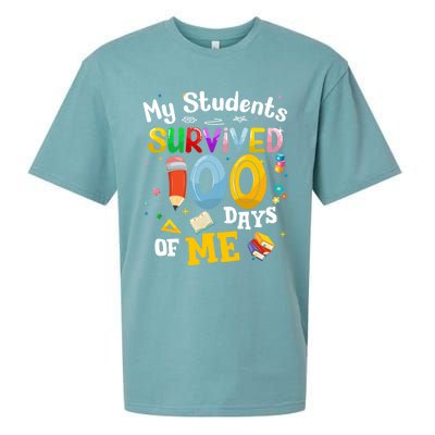 My Students Survived 100 Days Of Me 100 Days School Teachers Meaningful Gift Sueded Cloud Jersey T-Shirt