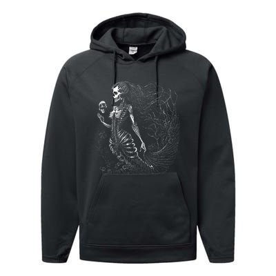 Mermaid Skeleton Scary Halloween Costume Performance Fleece Hoodie