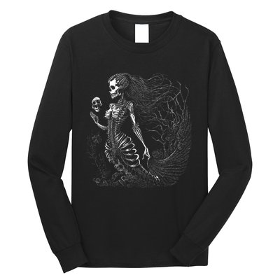 Mermaid Skeleton Scary Halloween Costume Long Sleeve Shirt