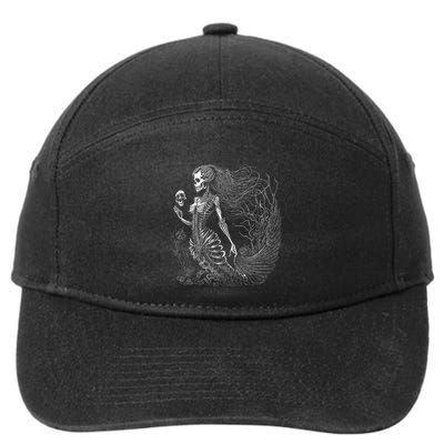 Mermaid Skeleton Scary Halloween Costume 7-Panel Snapback Hat