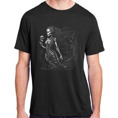 Mermaid Skeleton Scary Halloween Costume Adult ChromaSoft Performance T-Shirt