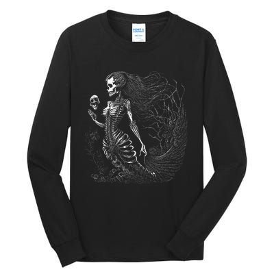 Mermaid Skeleton Scary Halloween Costume Tall Long Sleeve T-Shirt