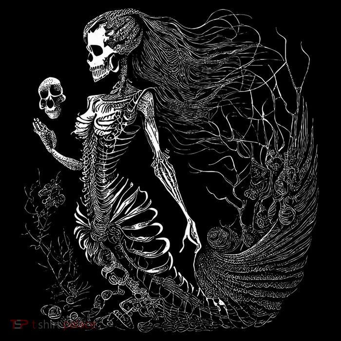 Mermaid Skeleton Scary Halloween Costume Cooling Performance Long Sleeve Crew