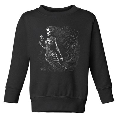 Mermaid Skeleton Scary Halloween Costume Toddler Sweatshirt