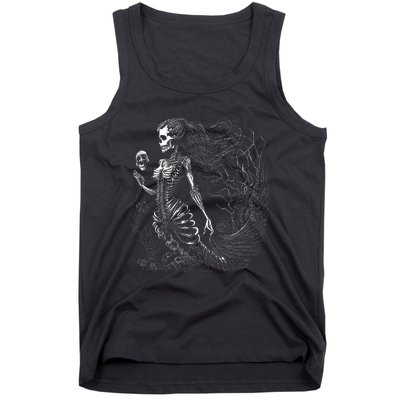 Mermaid Skeleton Scary Halloween Costume Tank Top