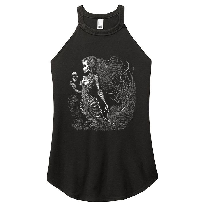 Mermaid Skeleton Scary Halloween Costume Women's Perfect Tri Rocker Tank
