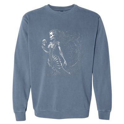 Mermaid Skeleton Scary Halloween Costume Garment-Dyed Sweatshirt