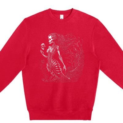 Mermaid Skeleton Scary Halloween Costume Premium Crewneck Sweatshirt