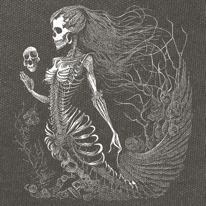 Mermaid Skeleton Scary Halloween Costume Cotton Canvas Backpack