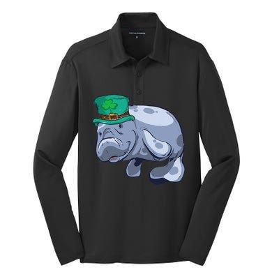 Manatee St. Saint Patrick's Day WoFunny Silk Touch Performance Long Sleeve Polo