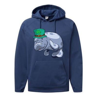 Manatee St. Saint Patrick's Day WoFunny Performance Fleece Hoodie