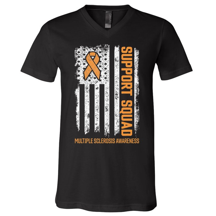 Multiple Sclerosi Support Squad Multiple Sclerosis Awareness V-Neck T-Shirt