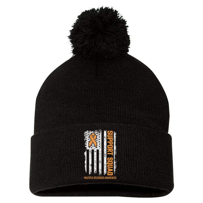 Multiple Sclerosi Support Squad Multiple Sclerosis Awareness Pom Pom 12in Knit Beanie