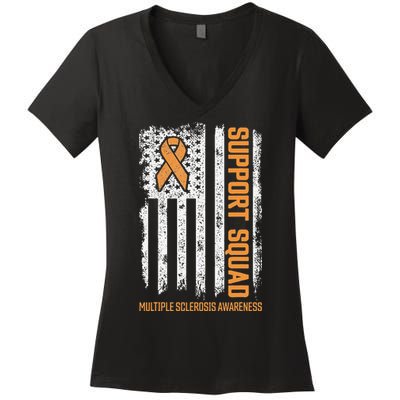 Multiple Sclerosi Support Squad Multiple Sclerosis Awareness Women's V-Neck T-Shirt