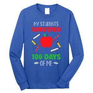 My Students Survived 100 Days Of Me Funny Teacher Gift Long Sleeve Shirt