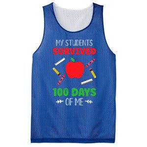 My Students Survived 100 Days Of Me Funny Teacher Gift Mesh Reversible Basketball Jersey Tank