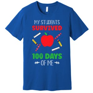 My Students Survived 100 Days Of Me Funny Teacher Gift Premium T-Shirt